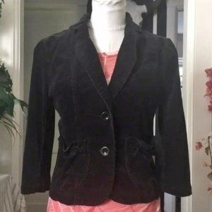 Corduroy 3/4 sleeve blazer w/ cute ruffle detail M